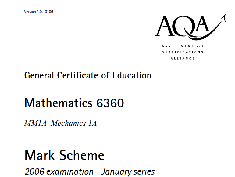 A-Level数学：AQA-MM1A-W-MS-Jan06