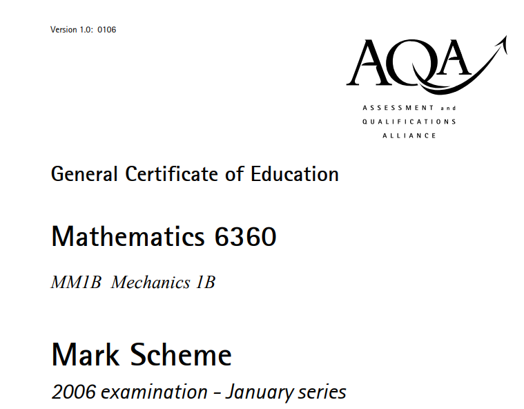 A-Level数学：AQA-MM1B-W-MS-Jan06